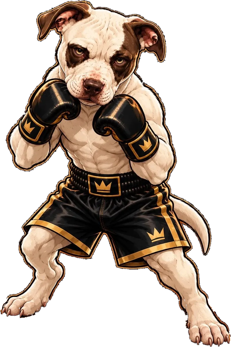 Perro boxeador en guardia, mascota de Elite Boxing Home
